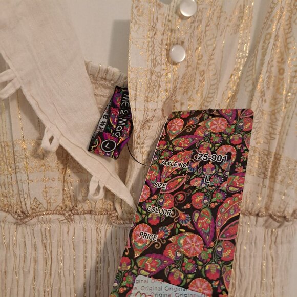 Anthropologie Cream and Gold Maxi Dress - Picture 9 of 16